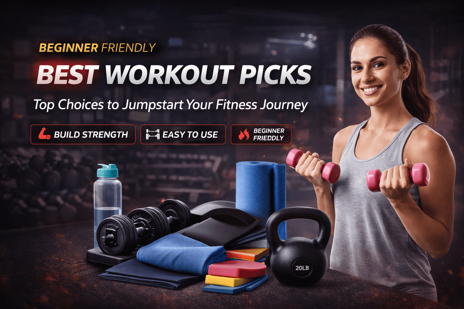 Beginner-friendly fitness essentials displayed