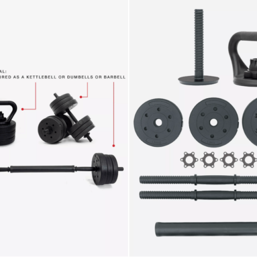 20kg Vinyl Weight Set plus kettlebell assembly